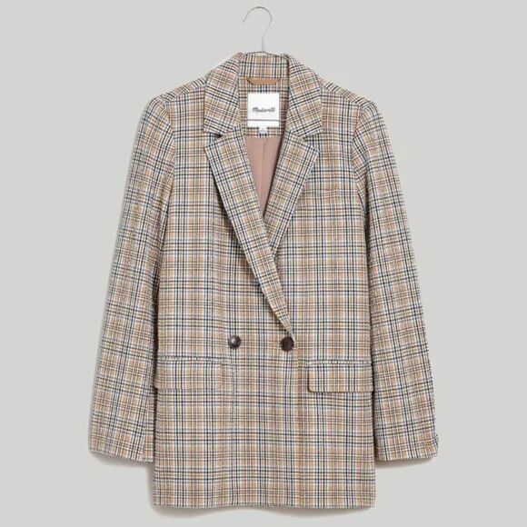 Madewell Caldwell Double-Breasted Blazer in Prejean Plaid Oversized Size XXS - Picture 2 of 10